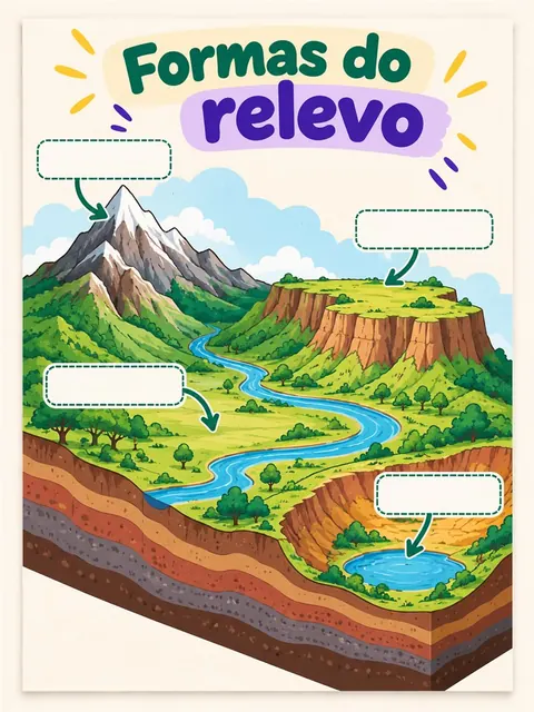 Atividade Formas do relevo: montanha, planalto, planície e depressão