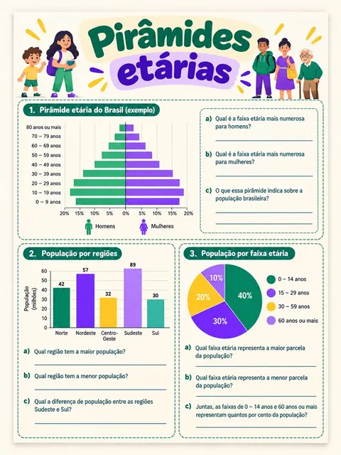 Atividade de gráficos e pirâmides etárias